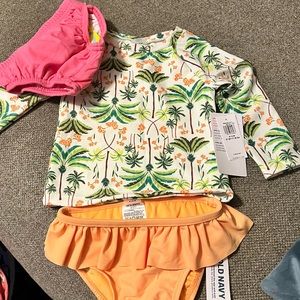 6-12 month old navy rash guard with primary swim diaper